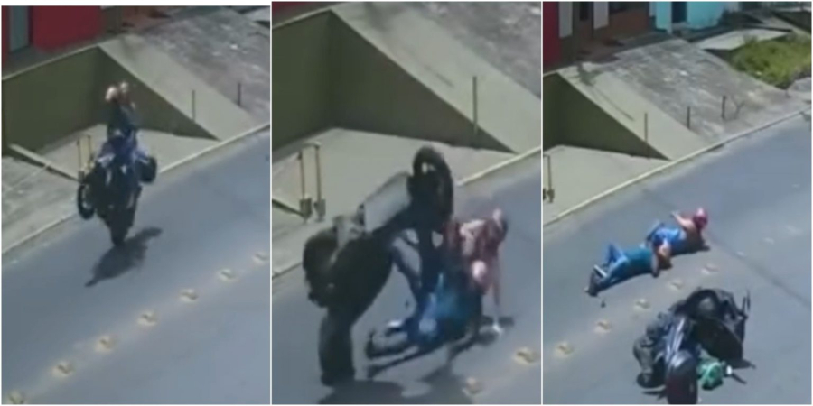 Veja como fio de internet causou queda de moto em rua de Paulista