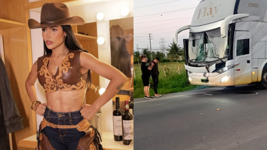 Acidente com ônibus da cantora Flay deixa motociclista morto em PE