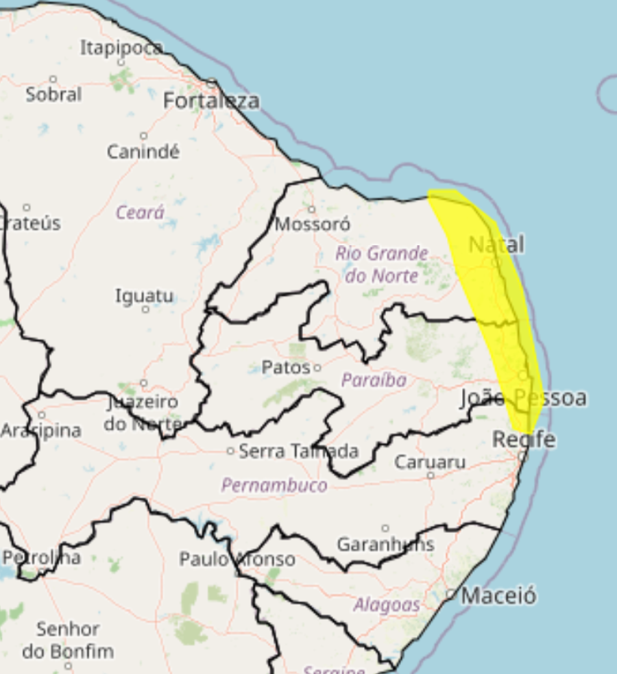 Confira as cidades de PE com alerta de chuvas hoje (20)