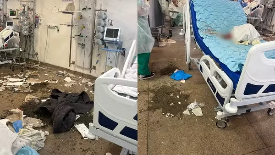 Teto desaba no Hospital da Restauração e fere paciente; veja vídeo